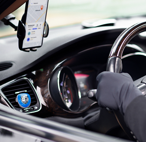 Taxi driver uses an app with geo